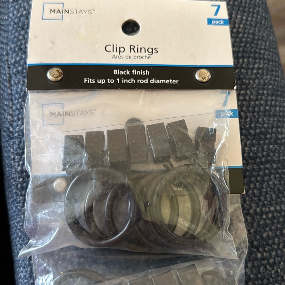 Black Curtain Rings and Clips Bnwt fits up to 1 in